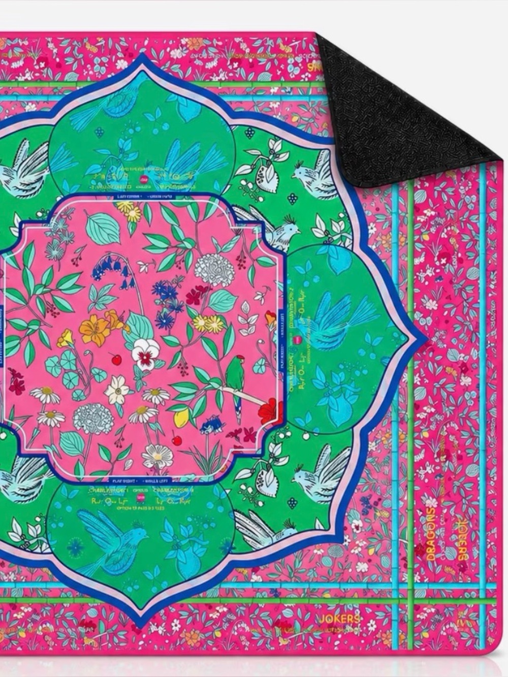 New! Mahjong Pad Mat Floral green blue